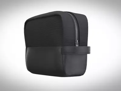 black leather dopp kit toilet bag clo3d 3D model