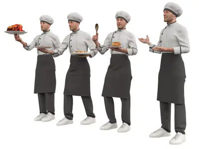 Male Chef Character  Low-poly 3D model