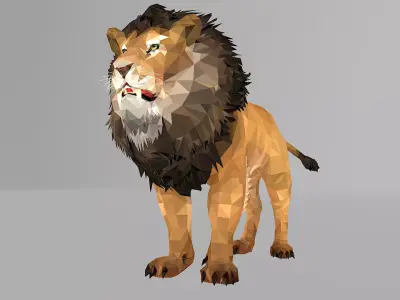 African Lion Animal Mammal Hunter Lowpoly Art Cat PolyArt Low-poly 3D model