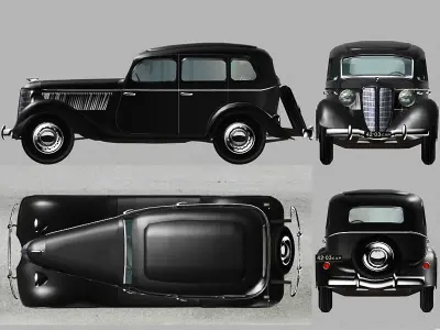 Car game Gaz M1 Low-poly 3D model