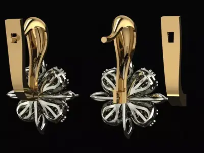 Set flower ring and earrings 3D print model
