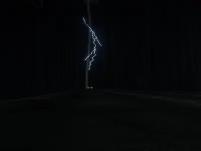 Lightining lightning bolt in night sky 3D model