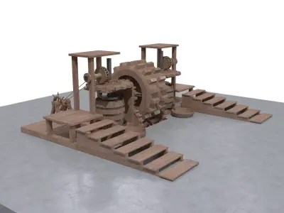 Medieval Wine Presser Conspt 3D Model  Low-poly 3D model