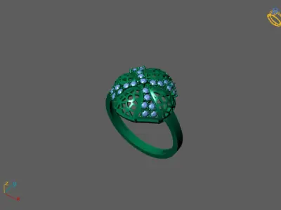 STL 3DM Women Ring Womens Ring Diamonds With Stone Model 3D print model