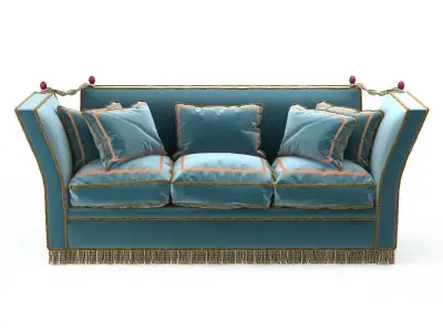 1940s French sofa in blue upholstery 3D model