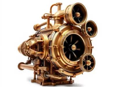 Steampunk Industrial Engine Model Pack Low-poly 3D model