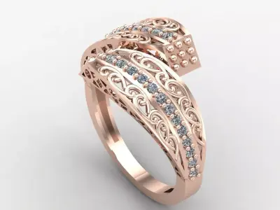 Two Head Women Ring 3DM Womens Ring 3d models 3D print model 3D print model 4