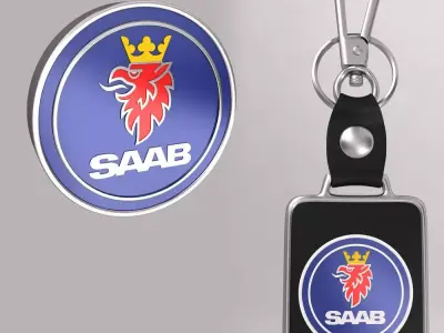 Saab car logo keychain 3d model  3D model