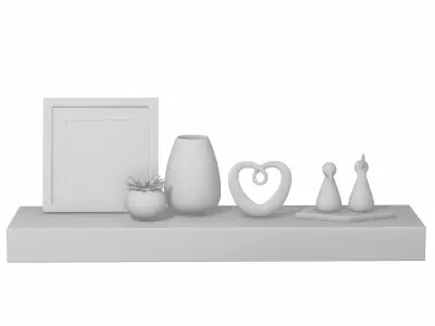 Wall Shelf with Decoration V03 3D model