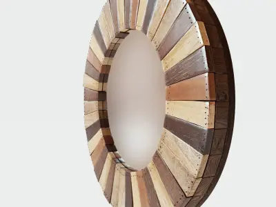 Round Wooden Mirror 3D model
