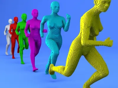 Metaverse Voxel Running Females 3D model