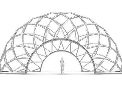 Diagonal Wireframe Dome Architectural Stand Alone Structure v2 3D model