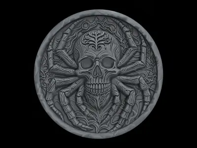 spider skull round frame cnc model  3D print model