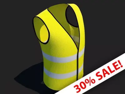 PPE Safety Hi Vis Vest in Yellow Low-poly 3D model