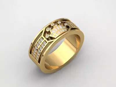 ring with diamond  queen crown  3D print model