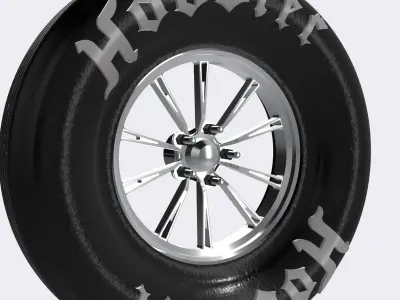 Drag Wheel COMBO Front RC Components Hammer 17inch 5 stud 3D print model