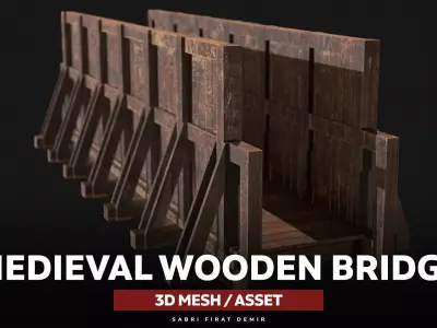 Medieval Bridge Low-poly 3D model