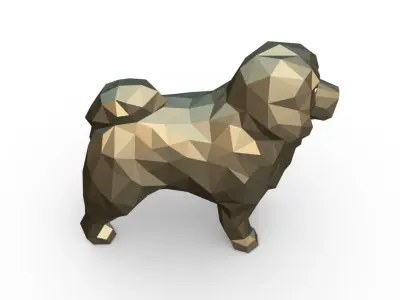 tibetan mastiff low poly 3D print model