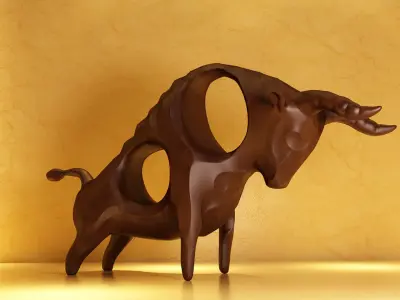 Wooden cattle ornaments animal sculptures gift 3D model