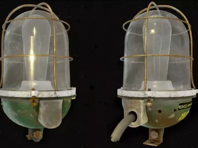 Rusty Bunker Lamp Low-poly 3D model