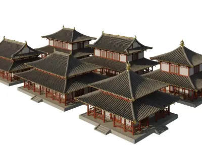 traditional japanese houses pack 2 3D model