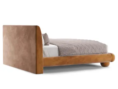 Caramel Vintage Velvet Bed 3D model