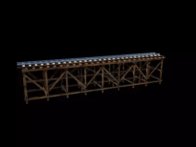 Wooden railway bridge 3D model