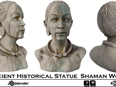 Ancient Historical Statue of a Shaman Woman Low-poly 3D model