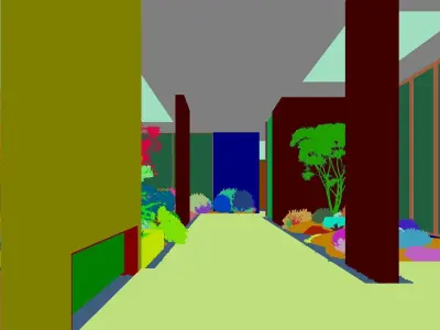 Korean style hotel courtyard 3D model