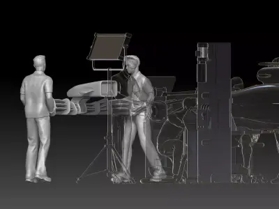 mechanic 7 at work in the garage during the Formula 1 3D print model