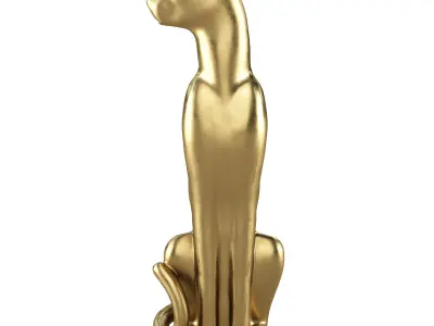 Deco Figurine Sitting Leopard Gold 150cm 3D model