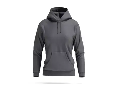 Black Womens Hoodie - sport female sweatshirt with hood 3D model