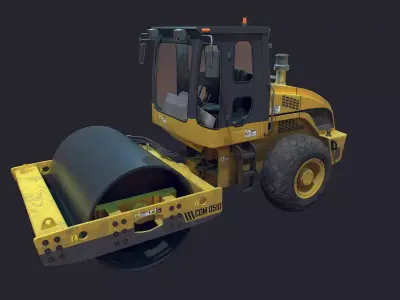 asphalt roller Low-poly 3D model from CGTrader