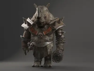 rhino warrior game character  version 2 Low-poly 3D model