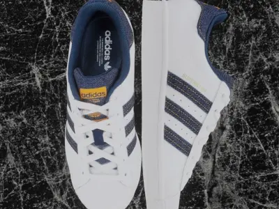 Adidas 3D Shoes - White - Blue SuperStar Series Low-poly 3D model