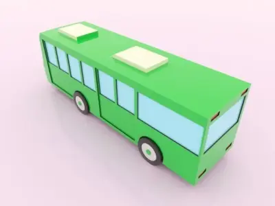Cartoon Bus Low-poly 3D model