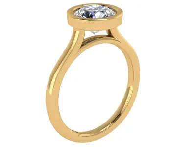 bezel setting round diamond ring set of 4  3D print model