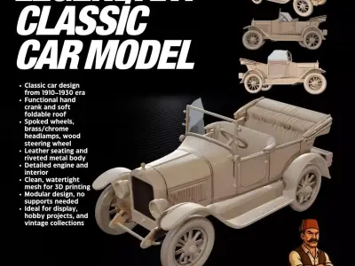 1910s 30s Classic Car  Historical 3D Printable Model 3D print model