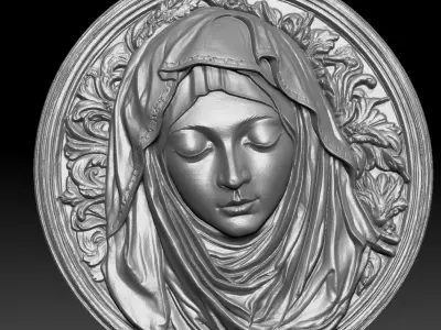 Virgin Mary Bas Relief Classic Style 3D print model