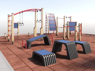 Fitness outdoor area 3D model