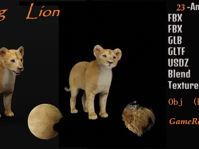 Lion Cub Low-poly 3D model