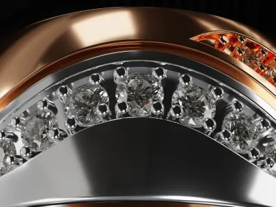 Bicolor Jewelry Ring with Gems 3D print model STL 3dm 3D print model