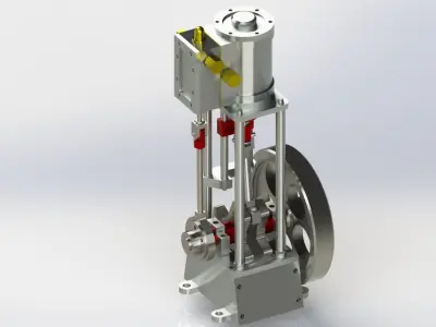 A SIMPLE 1  CYLINDER VERTICAL STEAM ENGINE WITH SLIDE VALVE 3D model