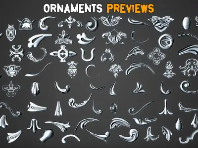 150 Ornamental Brushes and  IMM Brushes    Vol 44 Low-poly 3D model