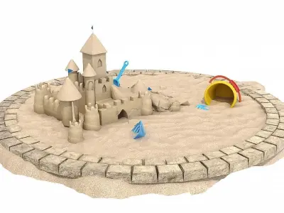 Destroyed Sandcastle with Toys 3D model