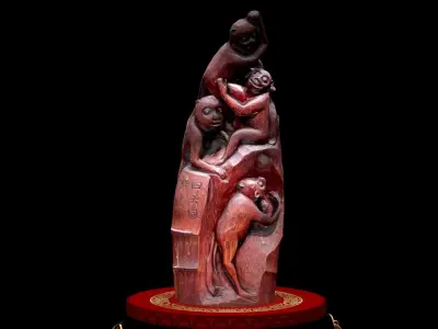 Chinese  wood carving monkeys  3D model