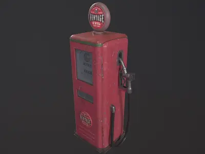 Retro Gas Station Low-poly 3D model
