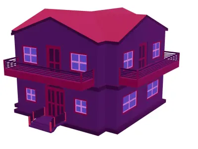  House 3D Model  Game Ready Low Poly Low-poly 3D model