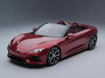 Elegant Red Sports Convertible Low-poly 3D model