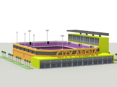 low poly city arena football stadium Free low-poly 3D model